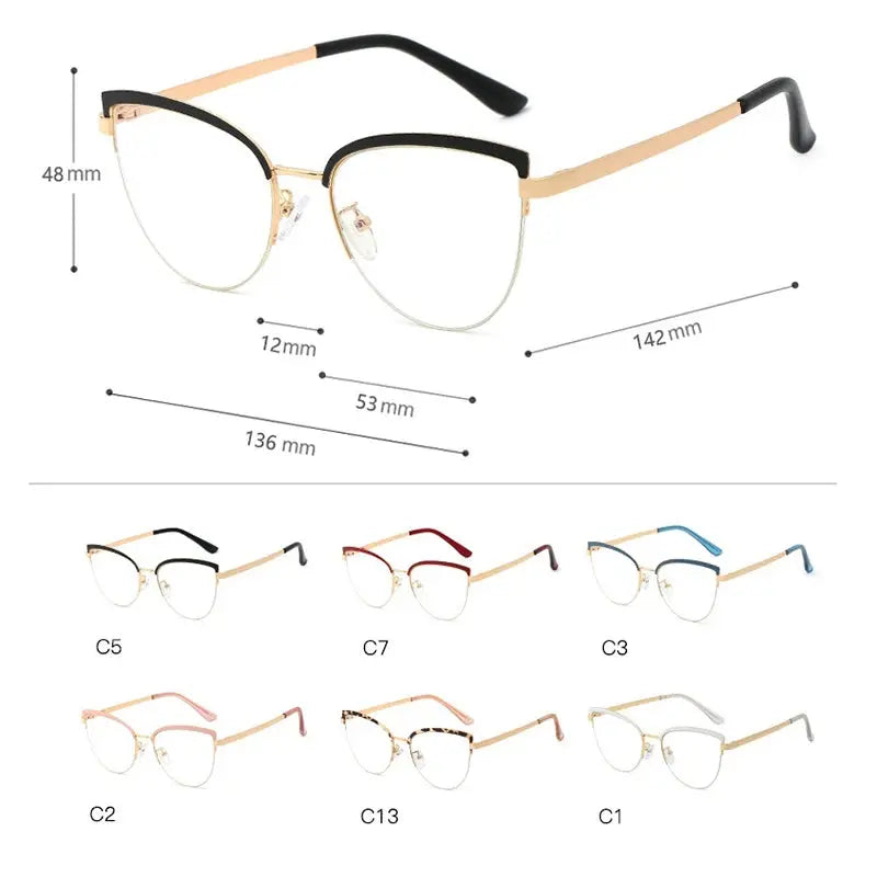 Women's Cat Eye Full Rim Alloy Prescription Glasses 95679 — view 2 | Rx Spectacle