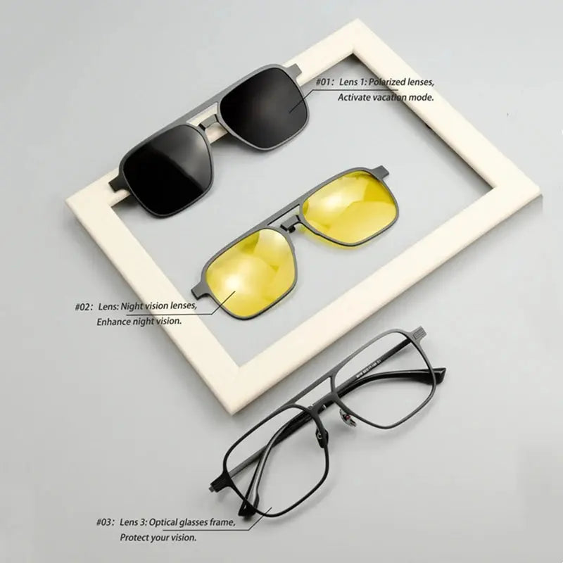 Unisex Polygon Full Rim Stainless Steel Prescription Glasses 9018 — view 2 | Rx Spectacle