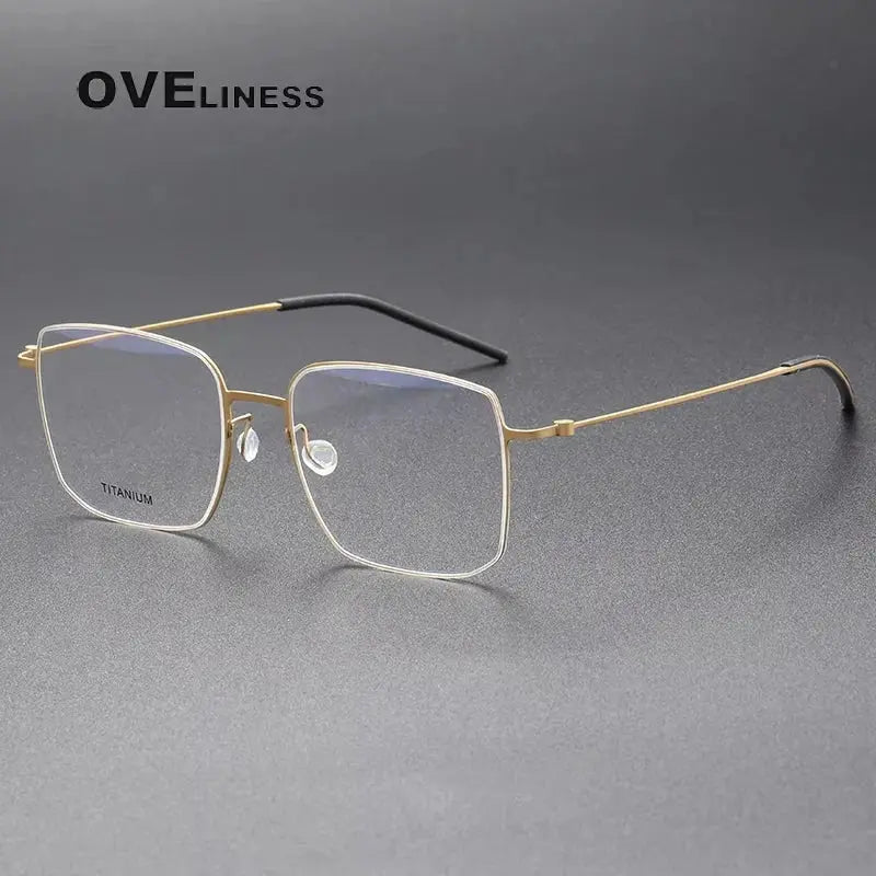 Square Semi-Rimless Titanium Prescription Glasses 65511 — view 5 | Rx Spectacle