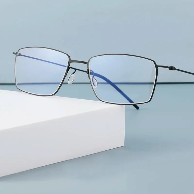 Women's Square Full Rim Titanium Screwless Prescription Glasses 65509 — view 5 | Rx Spectacle