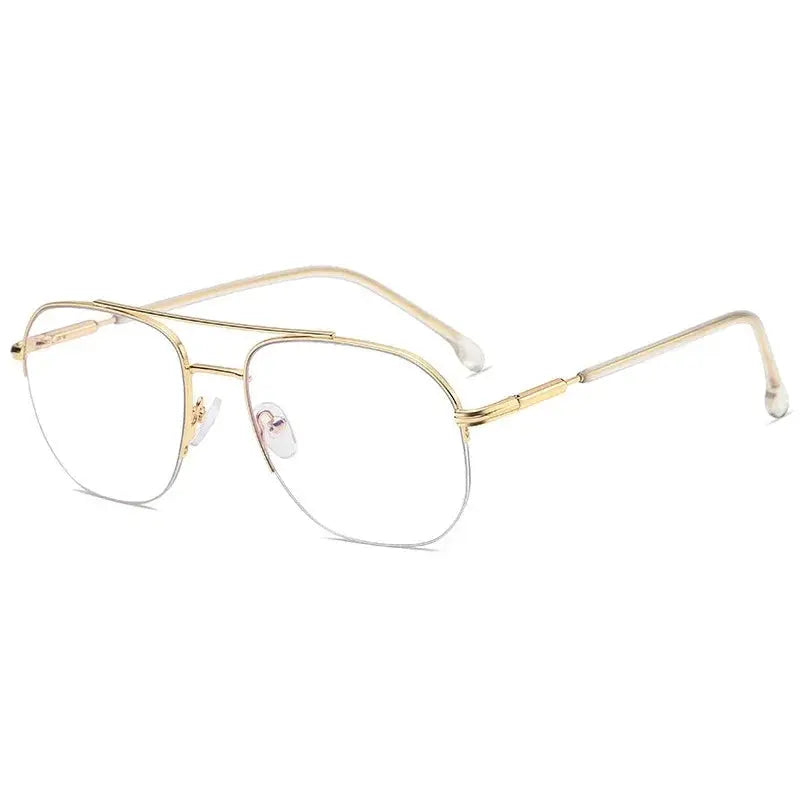 Unisex Square Semi-Rimless Titanium Prescription Glasses 95926 — view 4 | Rx Spectacle