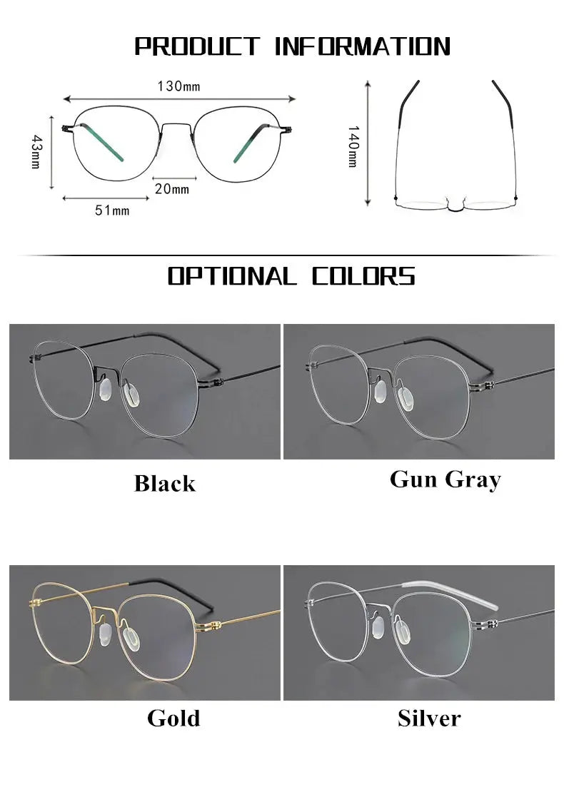 Women's Oval Full Rim Titanium Screwless Prescription Glasses 199892 — view 2 | Rx Spectacle