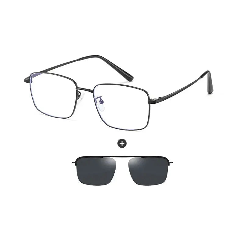 Unisex Square Full Rim Stainless Steel Clip-On Prescription Glasses 700569 — view 5 | Rx Spectacle