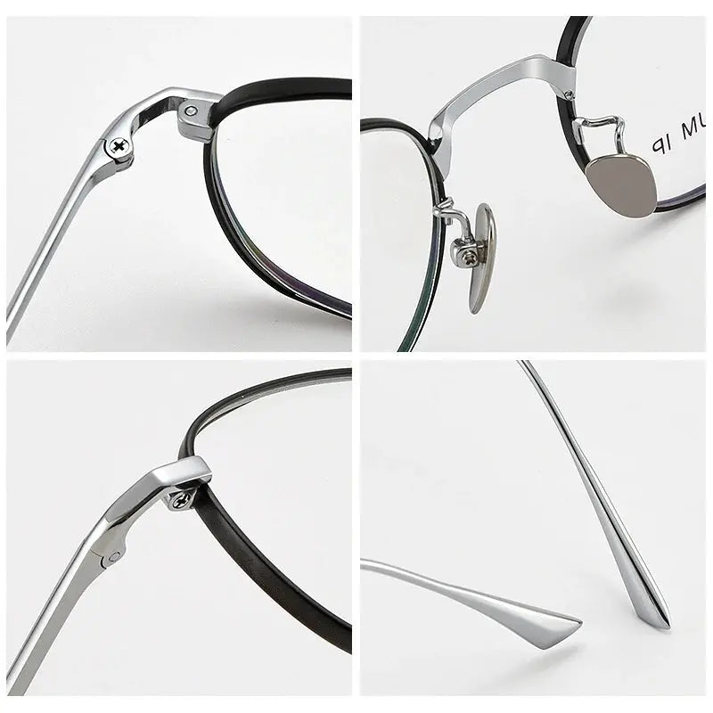 Unisex Round Full Rim Titanium Prescription Glasses Y4921 — view 5 | Rx Spectacle