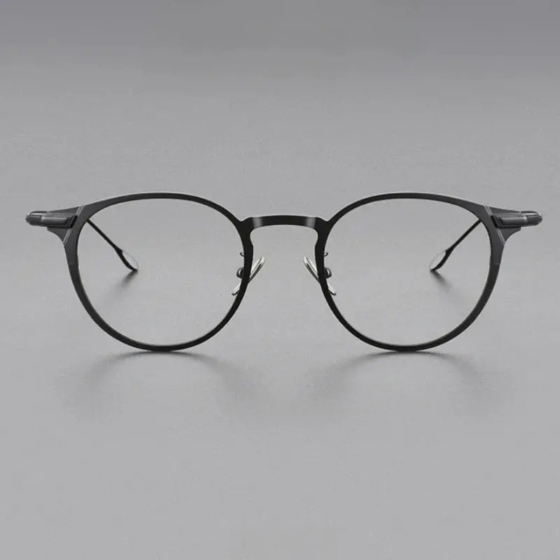 Unisex Round Full Rim Titanium Prescription Glasses Y0061 — view 2 | Rx Spectacle