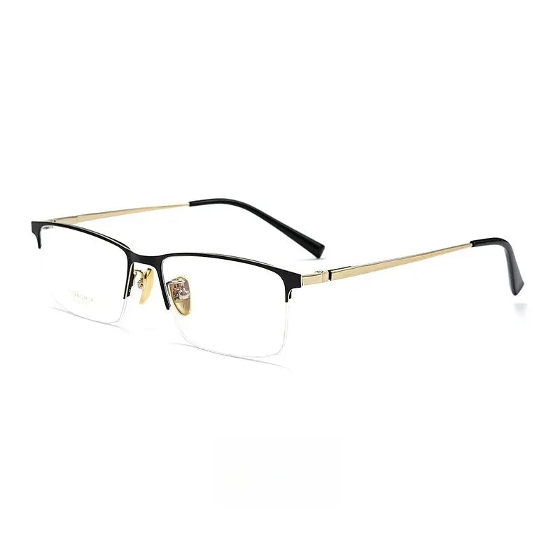 Men's Square Semi-Rimless Titanium Prescription Glasses 26002 — view 7 | Rx Spectacle