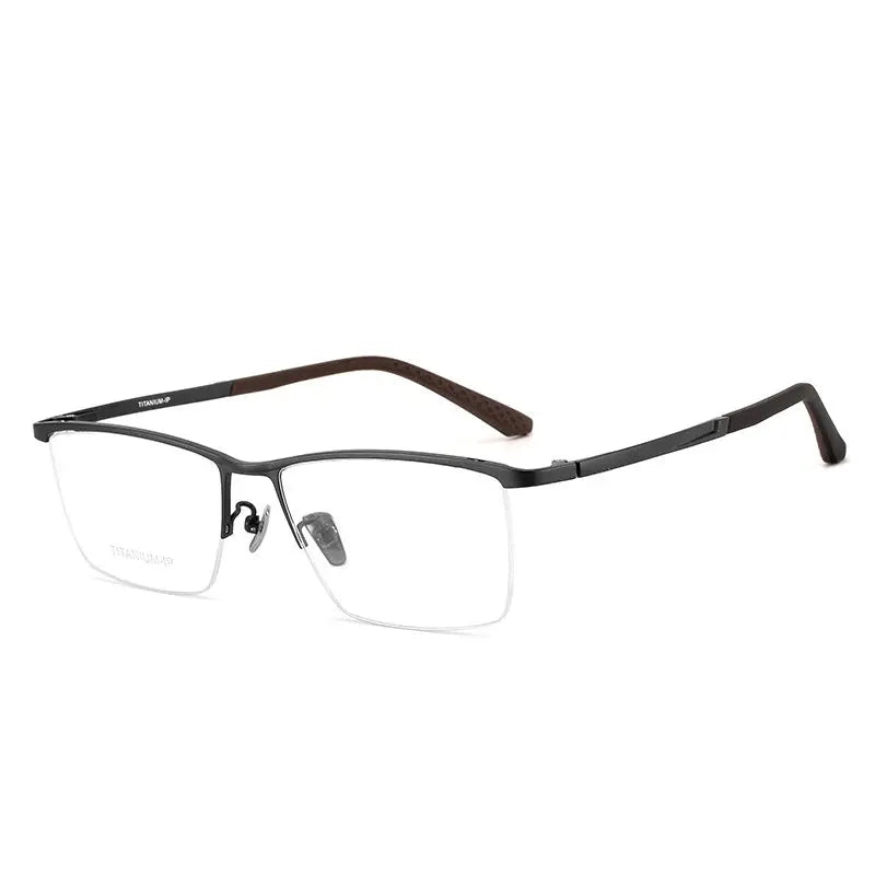 Unisex Browline Semi-Rimless Titanium Prescription Glasses 78103 — view 4 | Rx Spectacle