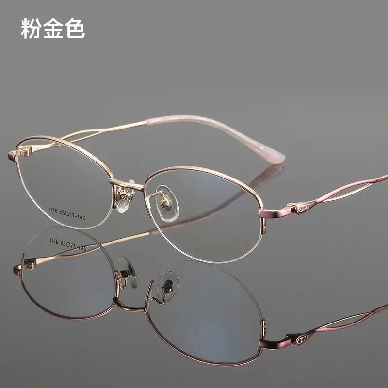 Women's Oval Semi-Rimless Alloy Prescription Glasses 661118 — view 6 | Rx Spectacle