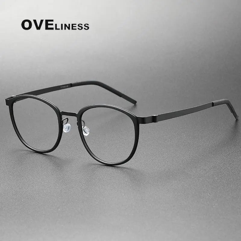 Unisex Round Full Rim Titanium Screwless Prescription Glasses 9737 — view 4 | Rx Spectacle