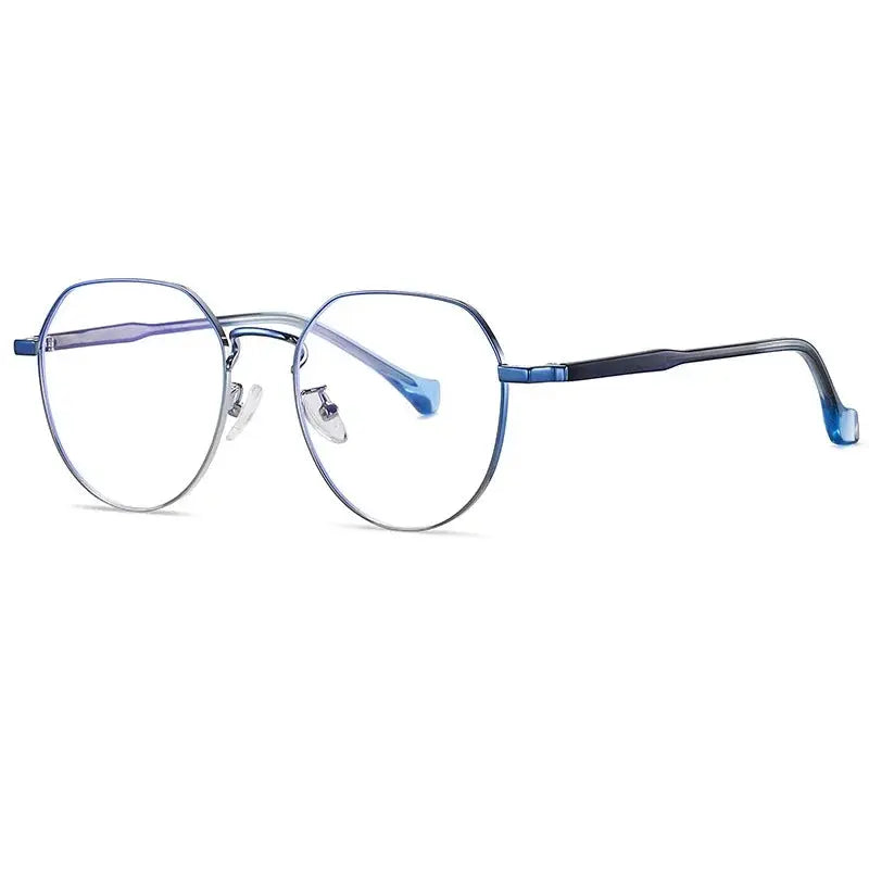 Unisex Oval Full Rim Alloy Flat Top Prescription Glasses 79219 — view 6 | Rx Spectacle