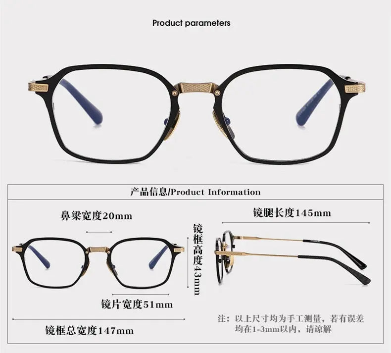 Unisex Square Full Rim Titanium Prescription Glasses 812425 — view 2 | Rx Spectacle
