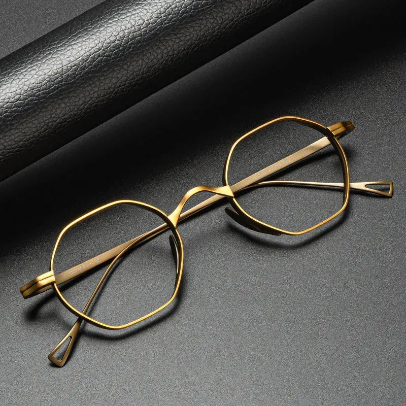 Unisex Polygon Full Rim Titanium Reading Glasses K152 — view 2 | Rx Spectacle