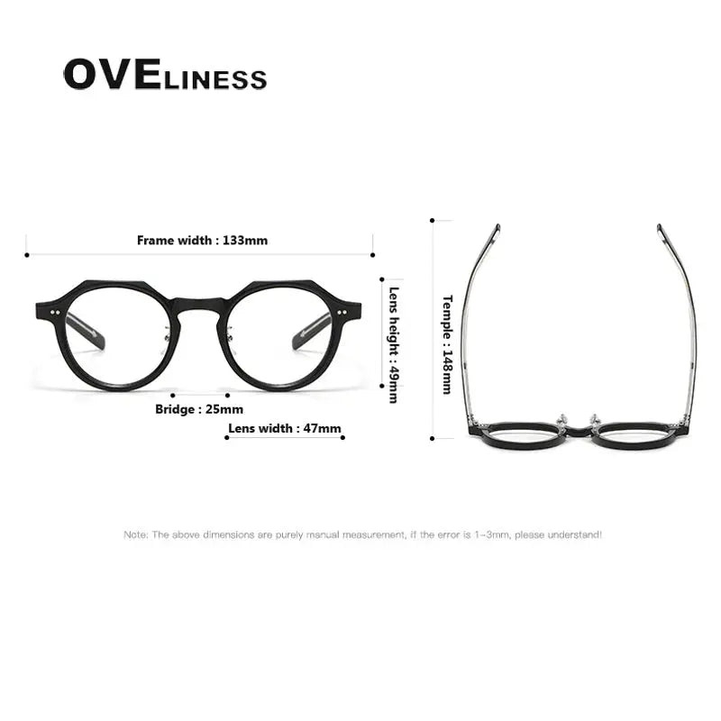 Unisex Round Full Rim Acetate Prescription Glasses V003 — view 6 | Rx Spectacle