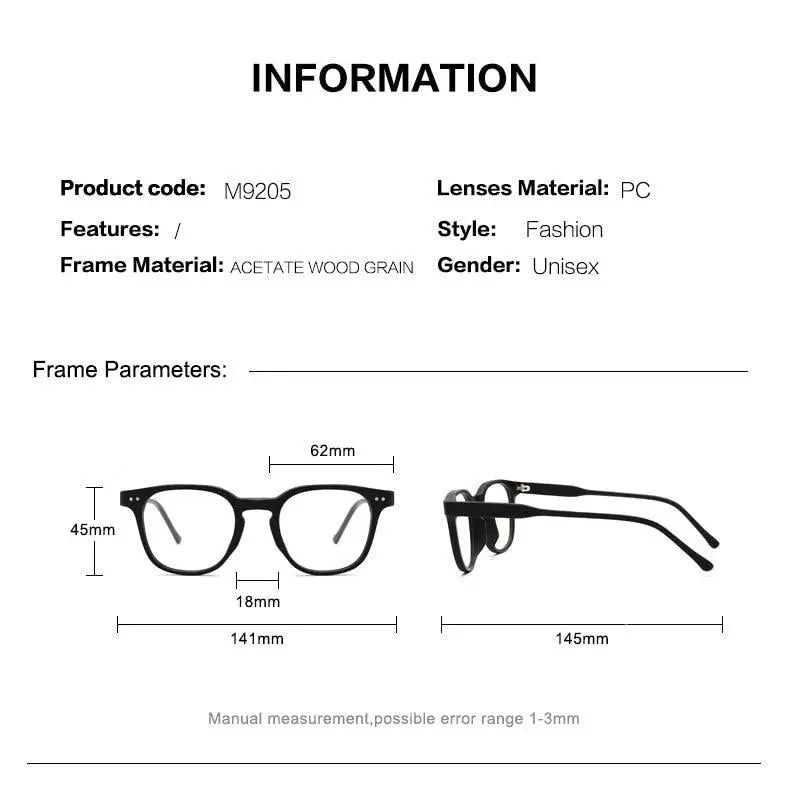 Men's Square Full Rim Wood Prescription Glasses M9205 — view 13 | Rx Spectacle