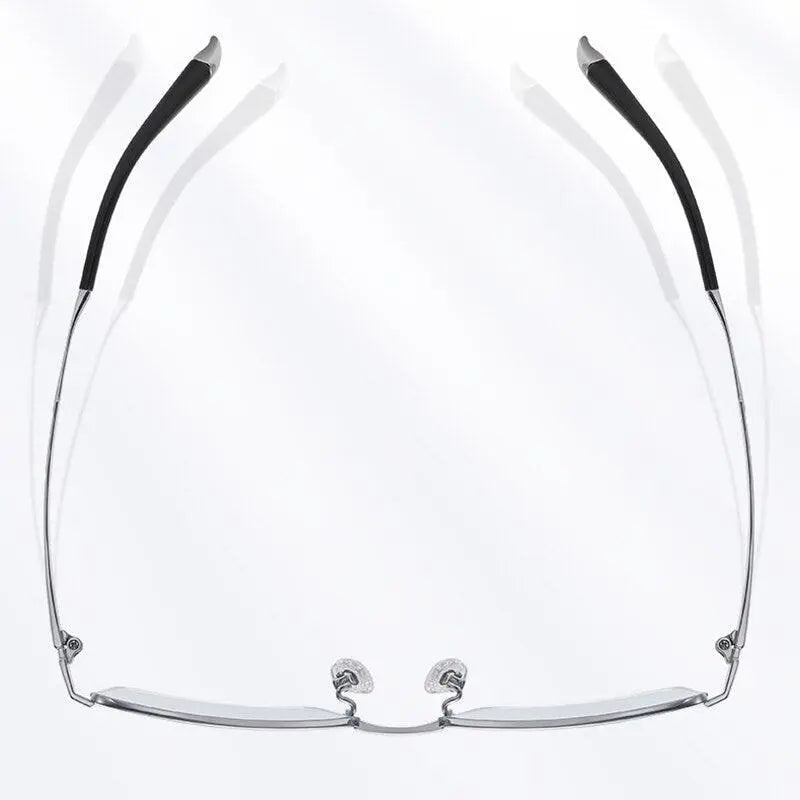 Men's Square Semi-Rimless Titanium Prescription Glasses Pt907 — view 6 | Rx Spectacle