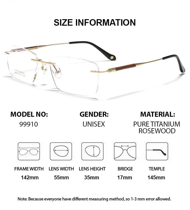 Men's Square Rimless Titanium Prescription Glasses 899910 — view 3 | Rx Spectacle