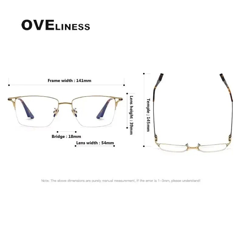 Unisex Square Semi-Rimless Titanium Prescription Glasses 81002 — view 2 | Rx Spectacle