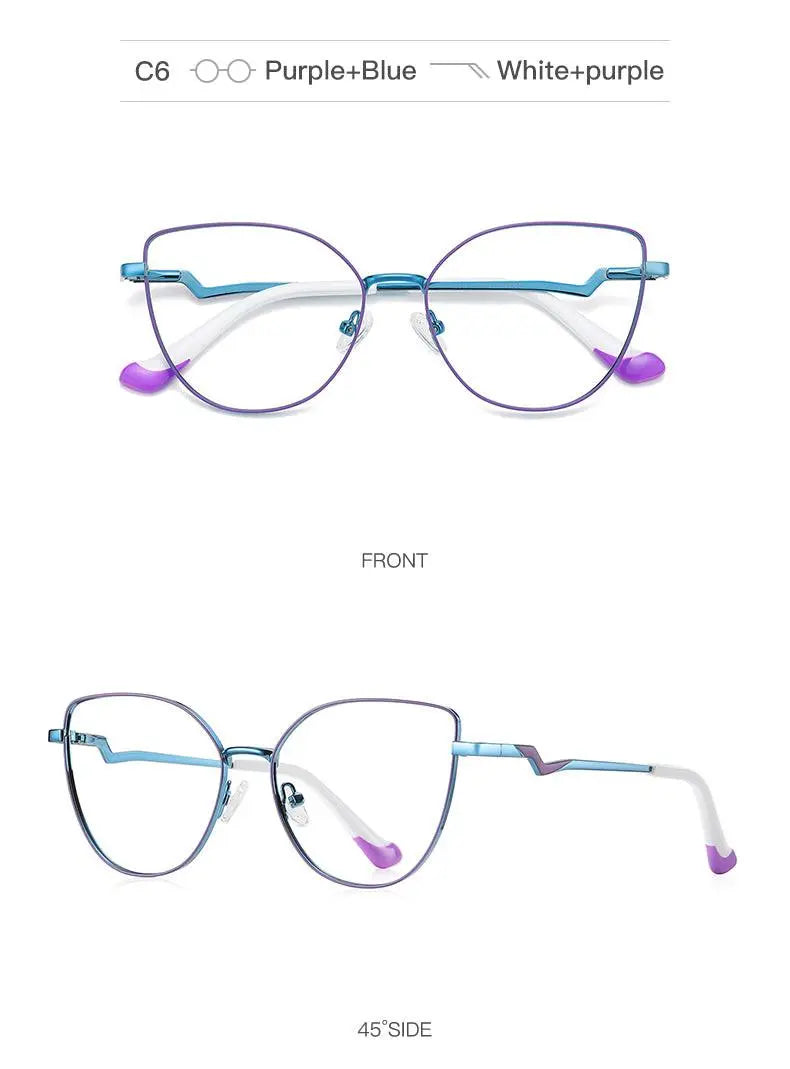 Women's Cat Eye Full Rim Alloy Prescription Glasses 3043 — view 20 | Rx Spectacle