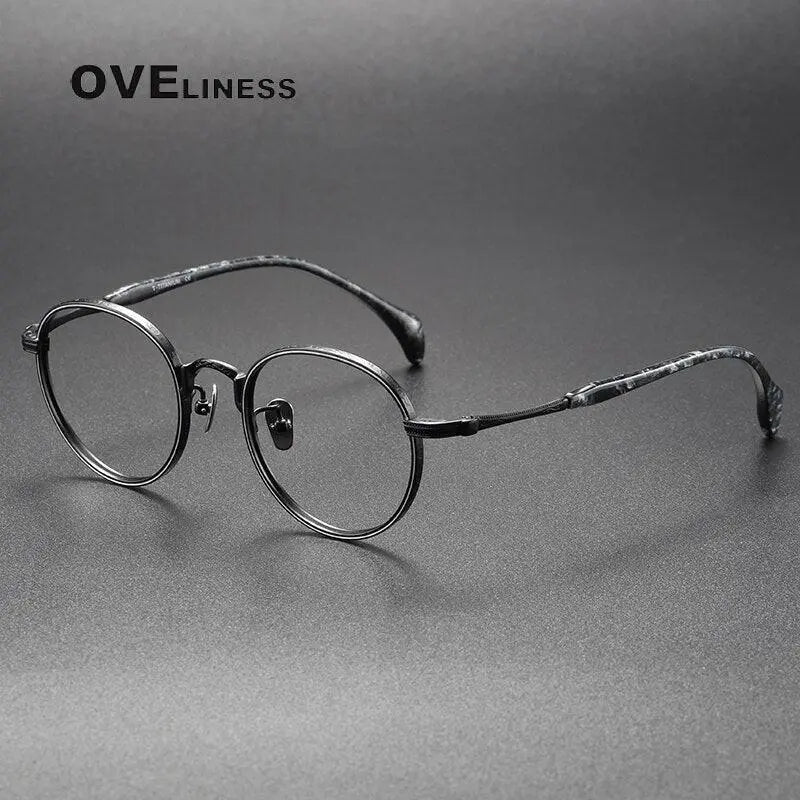 Unisex Round Full Rim Titanium Prescription Glasses 80862 — view 7 | Rx Spectacle
