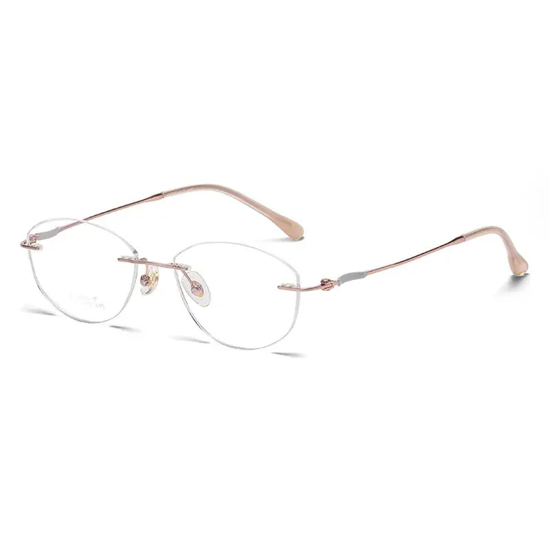 Women's Cat Eye Rimless Titanium Prescription Glasses 6033 — view 3 | Rx Spectacle