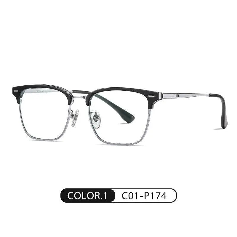 Men's Square Full Rim Titanium Prescription Glasses St6203 — view 2 | Rx Spectacle