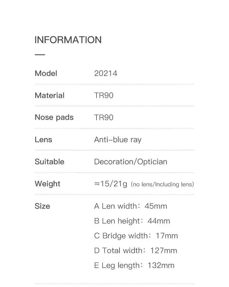 Unisex Round Full Rim TR90 Prescription Glasses 20214 — view 13 | Rx Spectacle