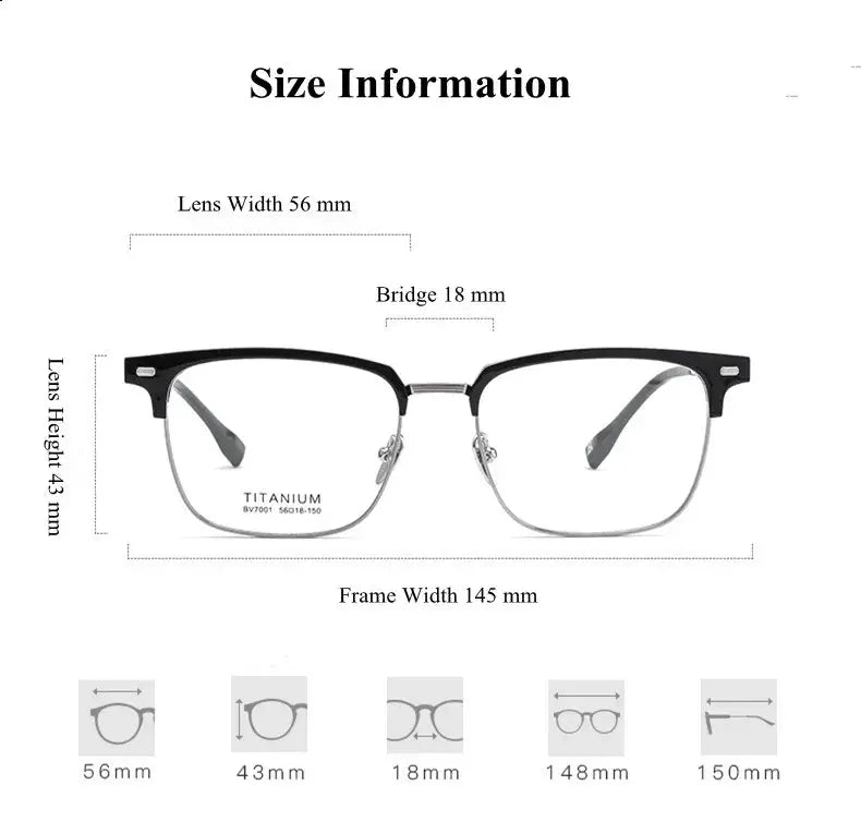 Unisex Square Full Rim Titanium Prescription Glasses 317001 — view 2 | Rx Spectacle