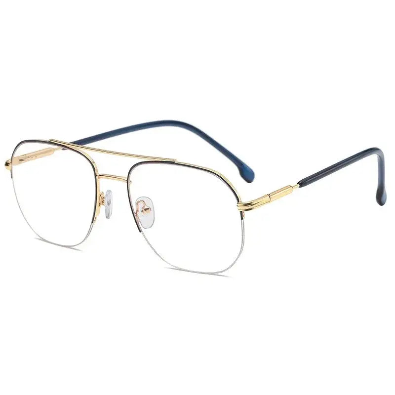 Unisex Square Semi-Rimless Titanium Prescription Glasses 95926 — view 7 | Rx Spectacle