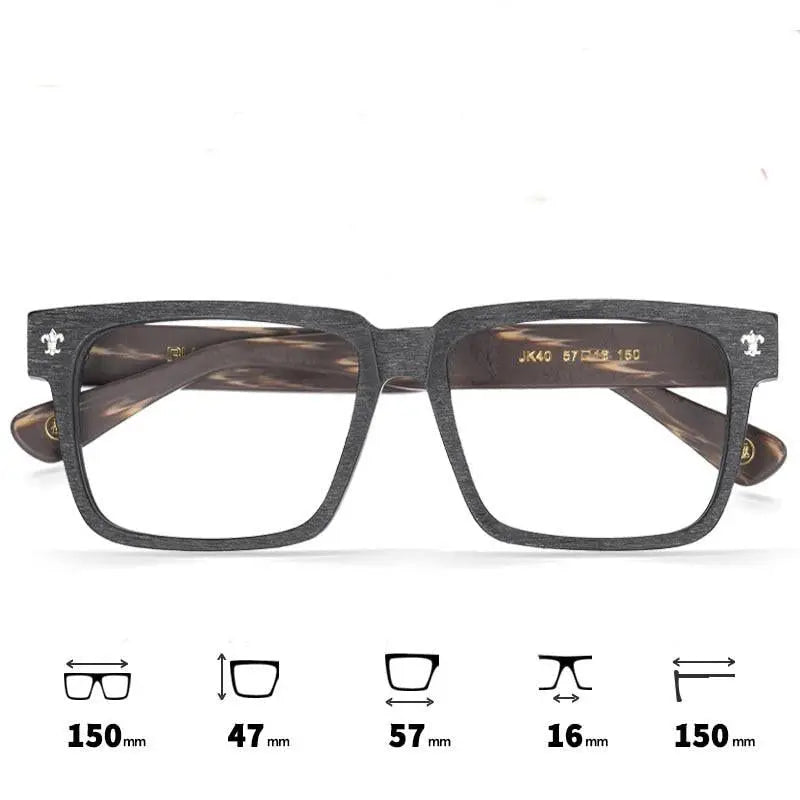 Unisex Square Full Rim Wood Oversized Prescription Glasses Jk040 — view 4 | Rx Spectacle