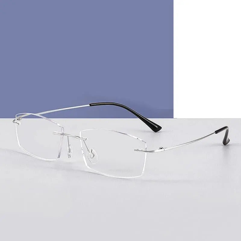 Unisex Square Rimless Titanium Reading Glasses 8161 — view 3 | Rx Spectacle