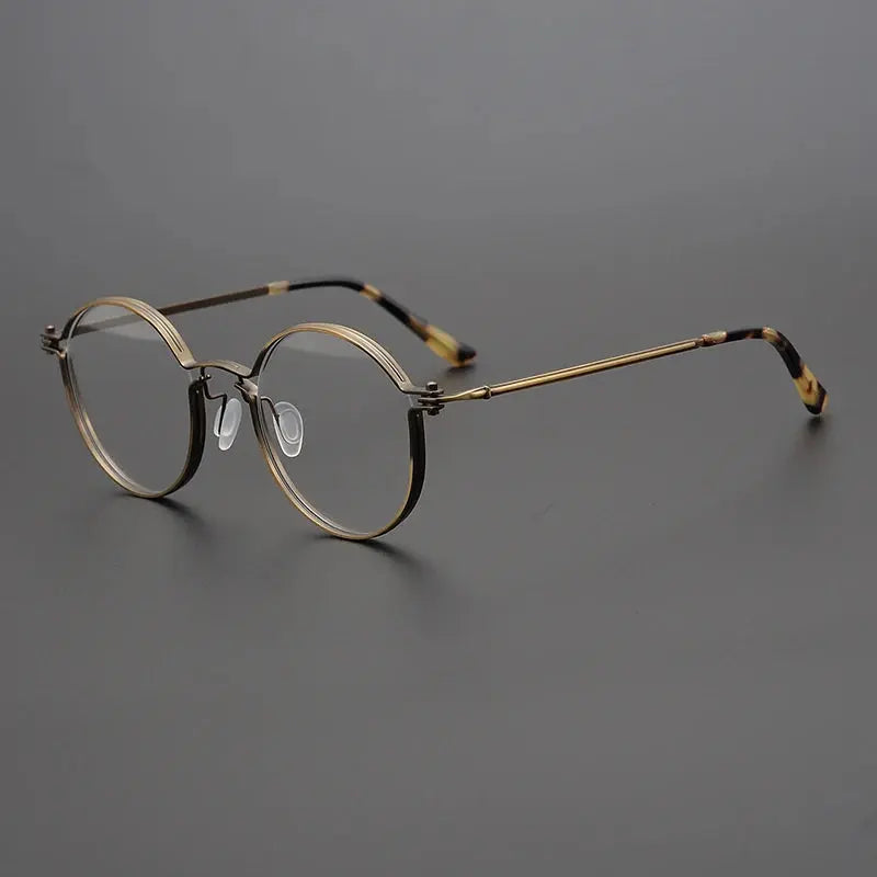 Unisex Round Full Rim Titanium Prescription Glasses Tv002 — view 4 | Rx Spectacle