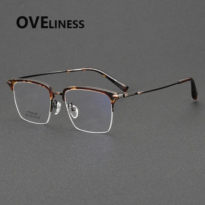 Men's Square Semi-Rimless Titanium Prescription Glasses 852001 — view 4 | Rx Spectacle