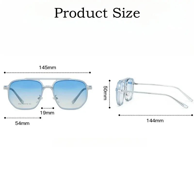 Unisex Square Full Rim Alloy Double Bridge Clip-On Prescription Glasses 832 — view 3 | Rx Spectacle