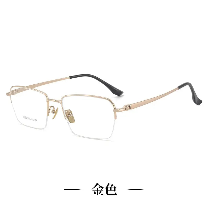 Unisex Polygon Semi-Rimless Titanium Prescription Glasses 81304 — view 6 | Rx Spectacle