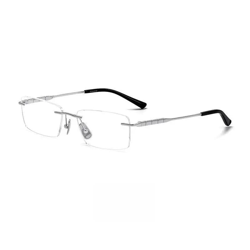 Men's Square Rimless Titanium Prescription Glasses 91091 — view 3 | Rx Spectacle