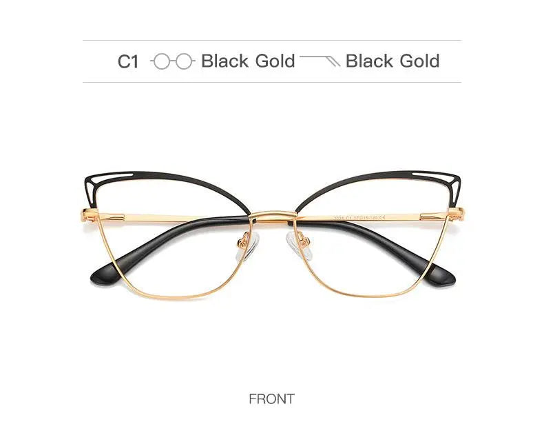 Women's Cat Eye Full Rim Alloy Prescription Glasses 3038 — view 14 | Rx Spectacle