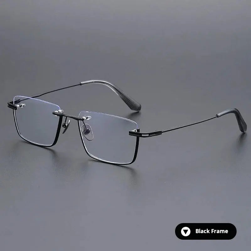 Unisex Polygon Semi-Rimless Titanium Oversized Prescription Glasses 72416 — view 6 | Rx Spectacle