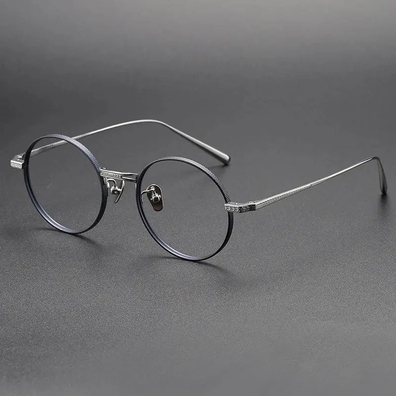 Women's Round Full Rim Titanium Prescription Glasses 77026 — view 6 | Rx Spectacle