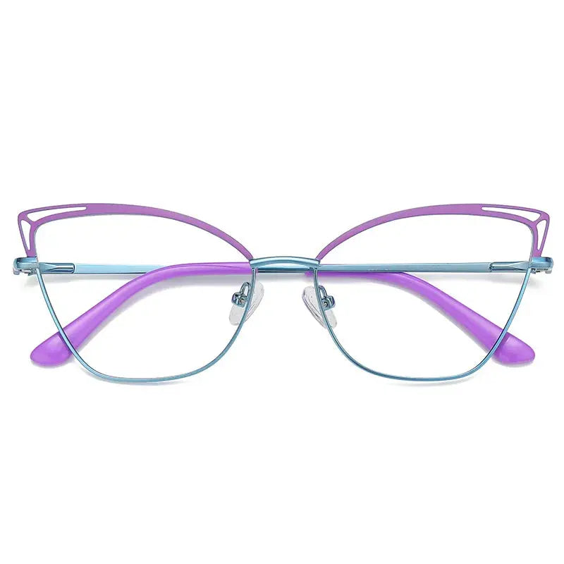 Women's Cat Eye Full Rim Alloy Prescription Glasses 30381 — view 8 | Rx Spectacle
