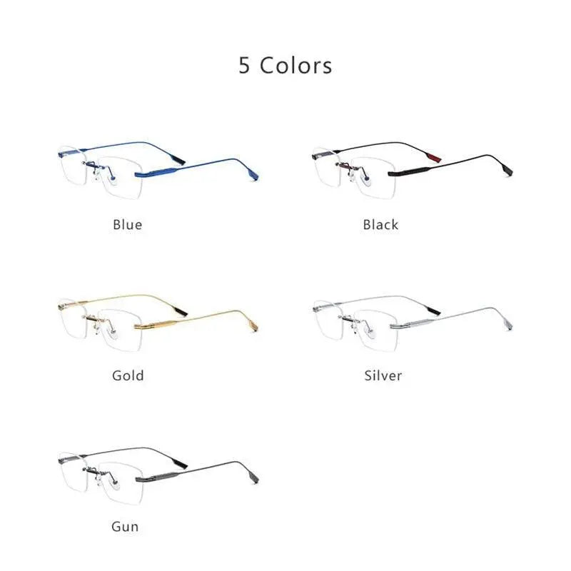 Unisex Polygon Rimless Titanium Prescription Glasses 10093 — view 11 | Rx Spectacle