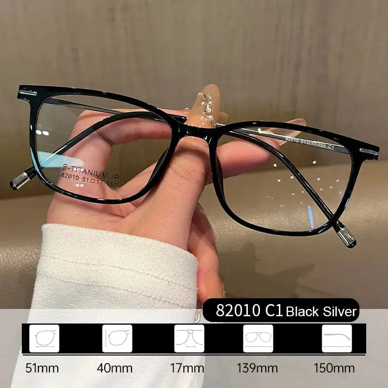 Women's Square Full Rim Titanium Prescription Glasses 82010 — view 7 | Rx Spectacle