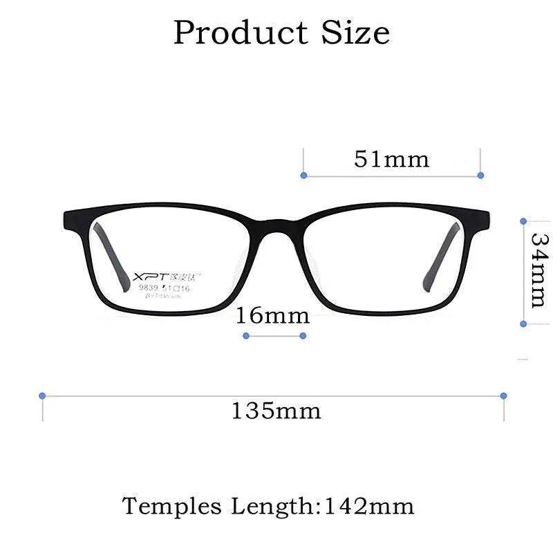 Unisex Square Full Rim Titanium Prescription Glasses 9839XP — view 9 | Rx Spectacle