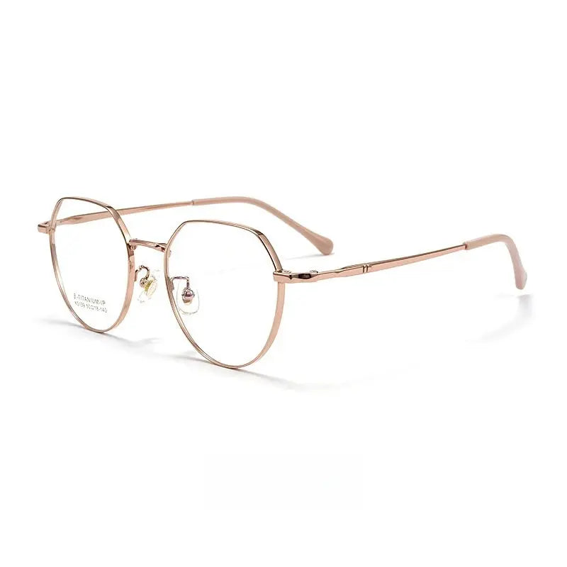 Women's Round Full Rim Titanium Flat Top Prescription Glasses 945139 — view 3 | Rx Spectacle