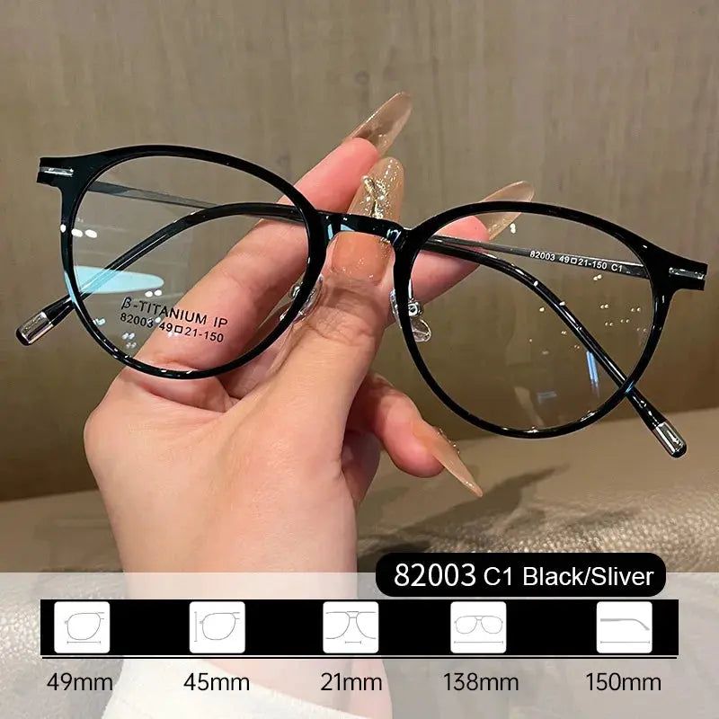 Women's Oval Full Rim Titanium Prescription Glasses 82003 — view 6 | Rx Spectacle