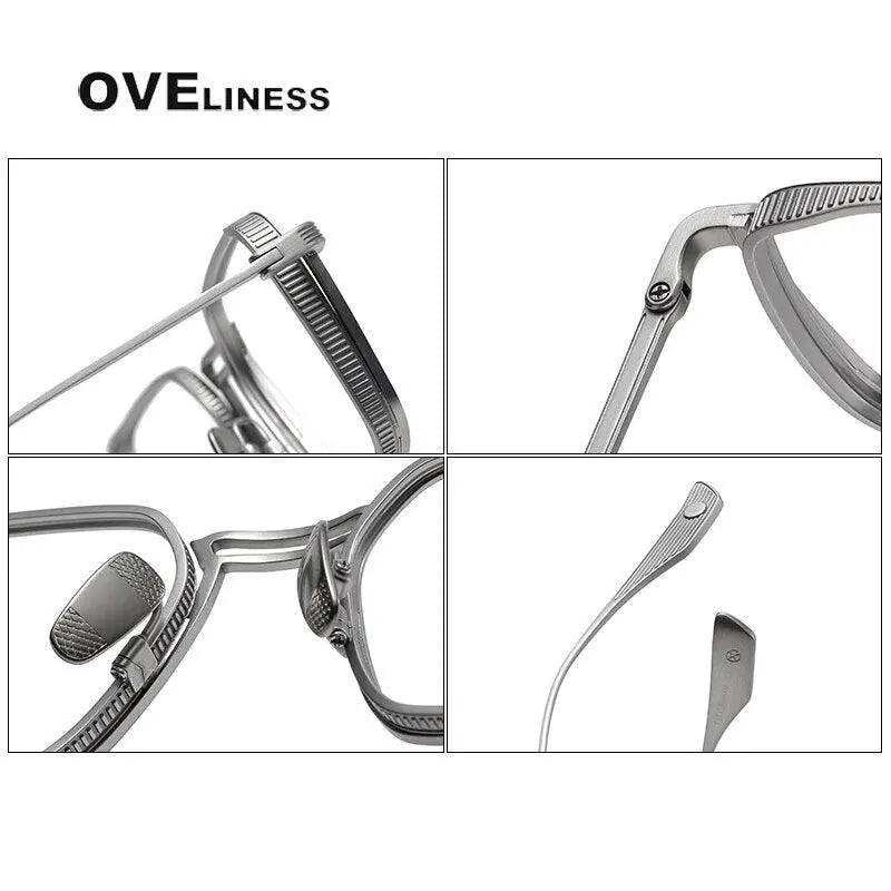Unisex Square Full Rim Titanium Double Bridge Prescription Glasses Dlx125 — view 9 | Rx Spectacle