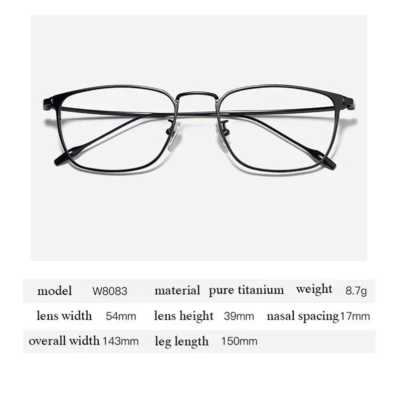 Men's Square Full Rim Titanium Prescription Glasses W8083 — view 8 | Rx Spectacle