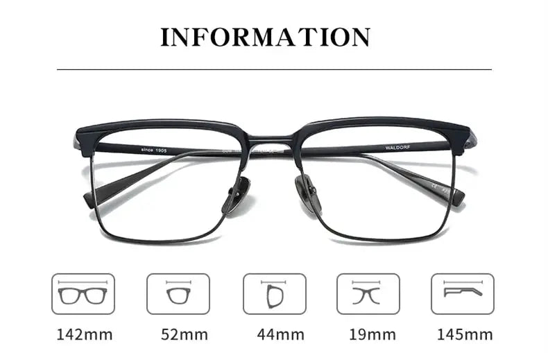 Unisex Square Full Rim Titanium Prescription Glasses 14242 — view 2 | Rx Spectacle