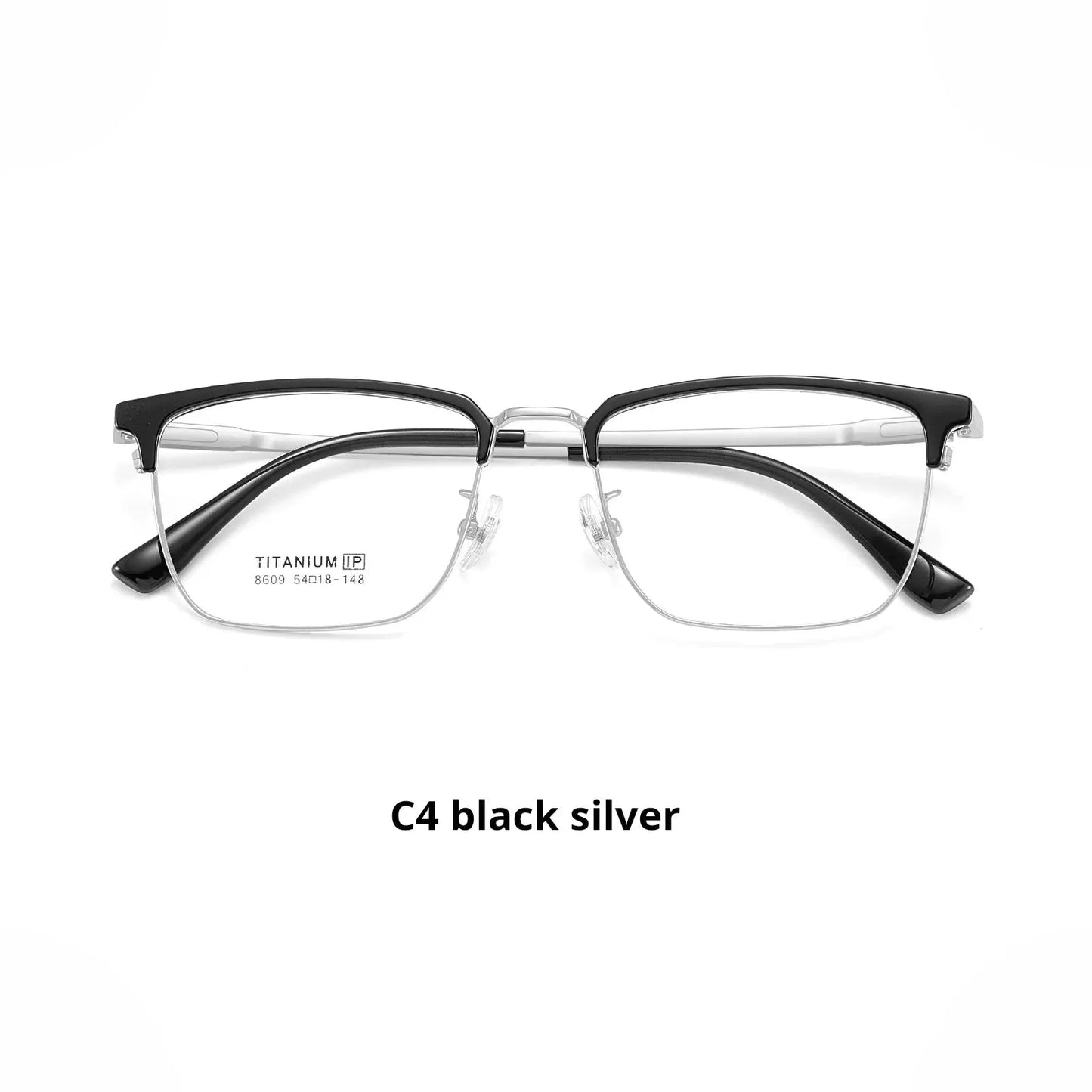Unisex Square Full Rim Titanium Oversized Prescription Glasses 728609 — view 4 | Rx Spectacle