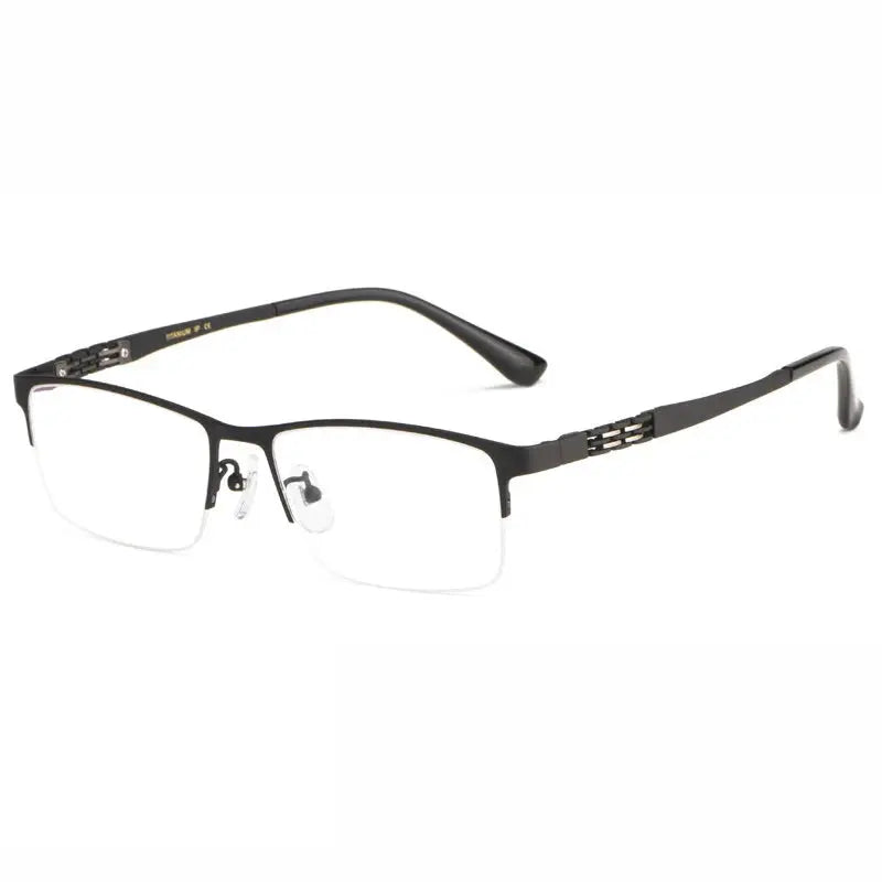 Men's Square Semi-Rimless Titanium Prescription Glasses 94099 — view 4 | Rx Spectacle