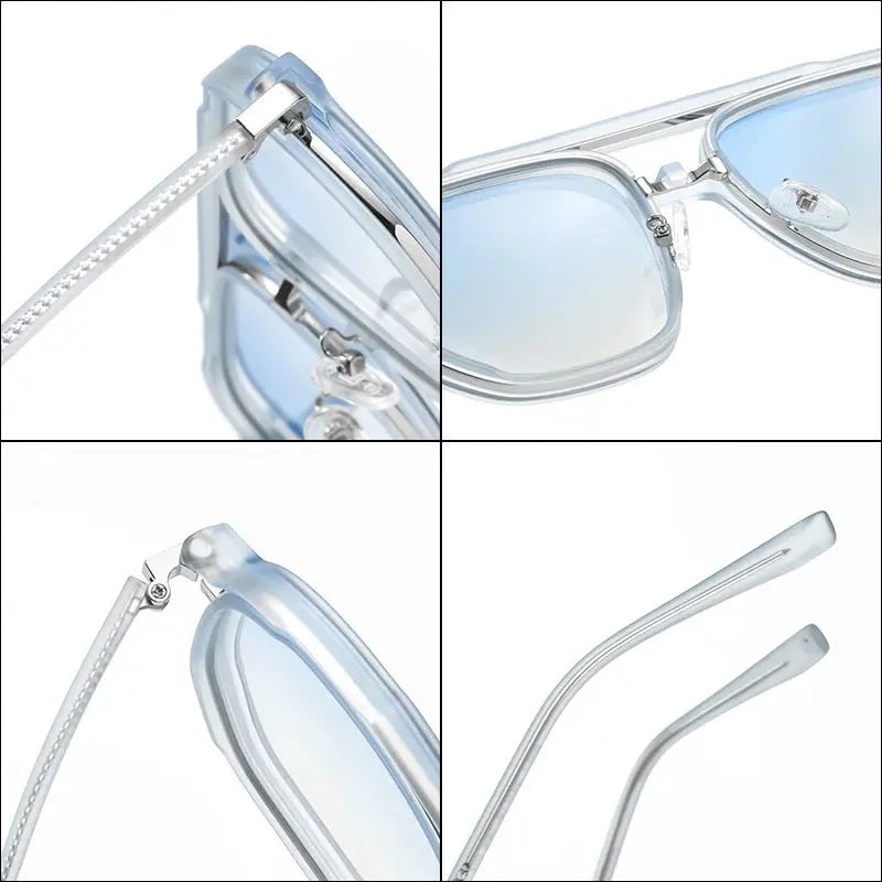 Unisex Square Full Rim Alloy Double Bridge Clip-On Prescription Glasses 832 — view 5 | Rx Spectacle